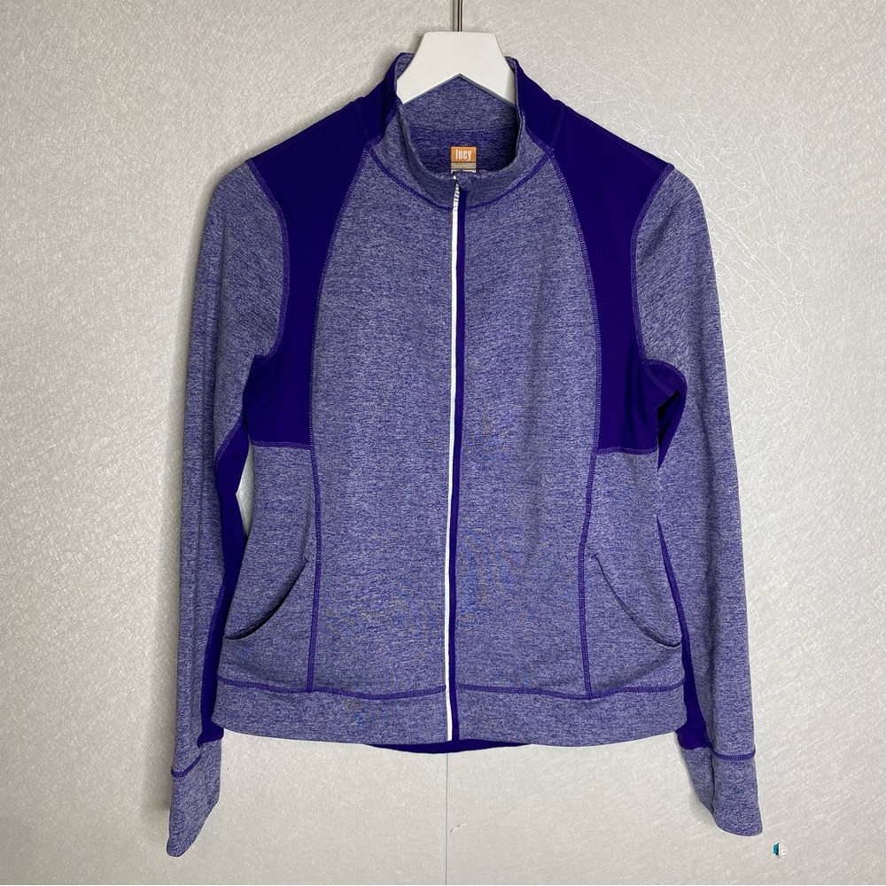 Lucy Tech Long Sleeve Full Front Zip Warmup Track Jacket Thumb Size Medium